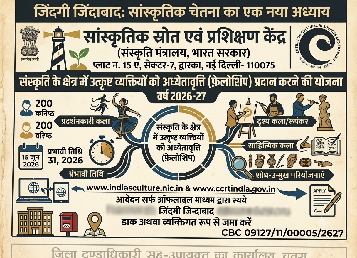 यदि आप भी कला और संस्कृति के क्षेत्र में उत्कृष्ट शोध करना चाहते हैं, तो यह आपके लिए अपनी पहचान बनाने का एक सुनहरा अवसर है। अंतिम समय की तकनीकी दिक्कतों या डाक की देरी से बचने के लिए समय रहते अपना आवेदन सुनिश्चित करें।