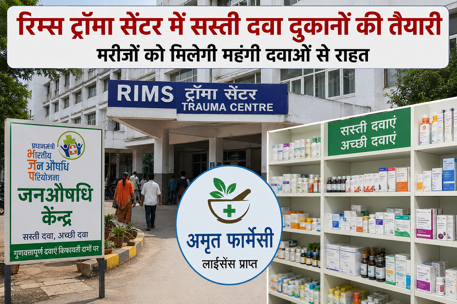 रिम्स ट्रॉमा सेंटर में सस्ती दवा दुकानों और जनऔषधि केंद्र खोलने की तैयारी