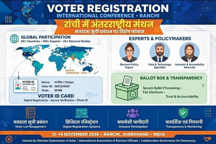 रांची में मतदाता पंजीकरण विषय पर अंतरराष्ट्रीय सम्मेलन