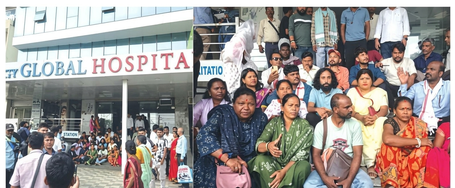 ग्लोबल अस्पताल में युवती की मौत पर बवाल, देवेंद्र के साथ न्याय की मांग पर अड़े परिजन